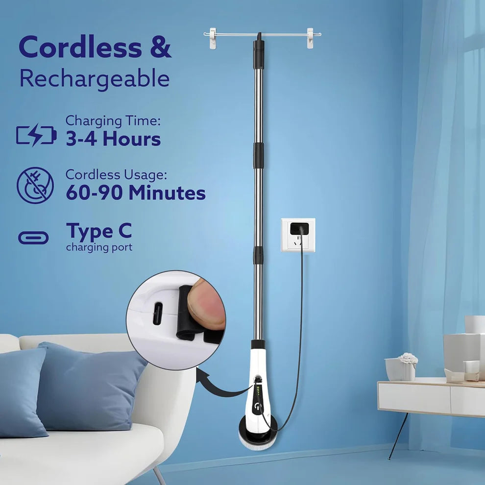 9-in-1 Cordless Electric Spin Scrubber Brush Heads | Clean!