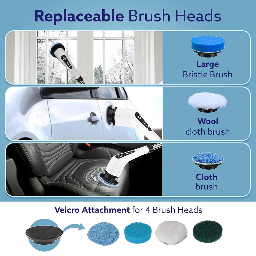 9-in-1 Cordless Electric Spin Scrubber Brush Heads | Clean!