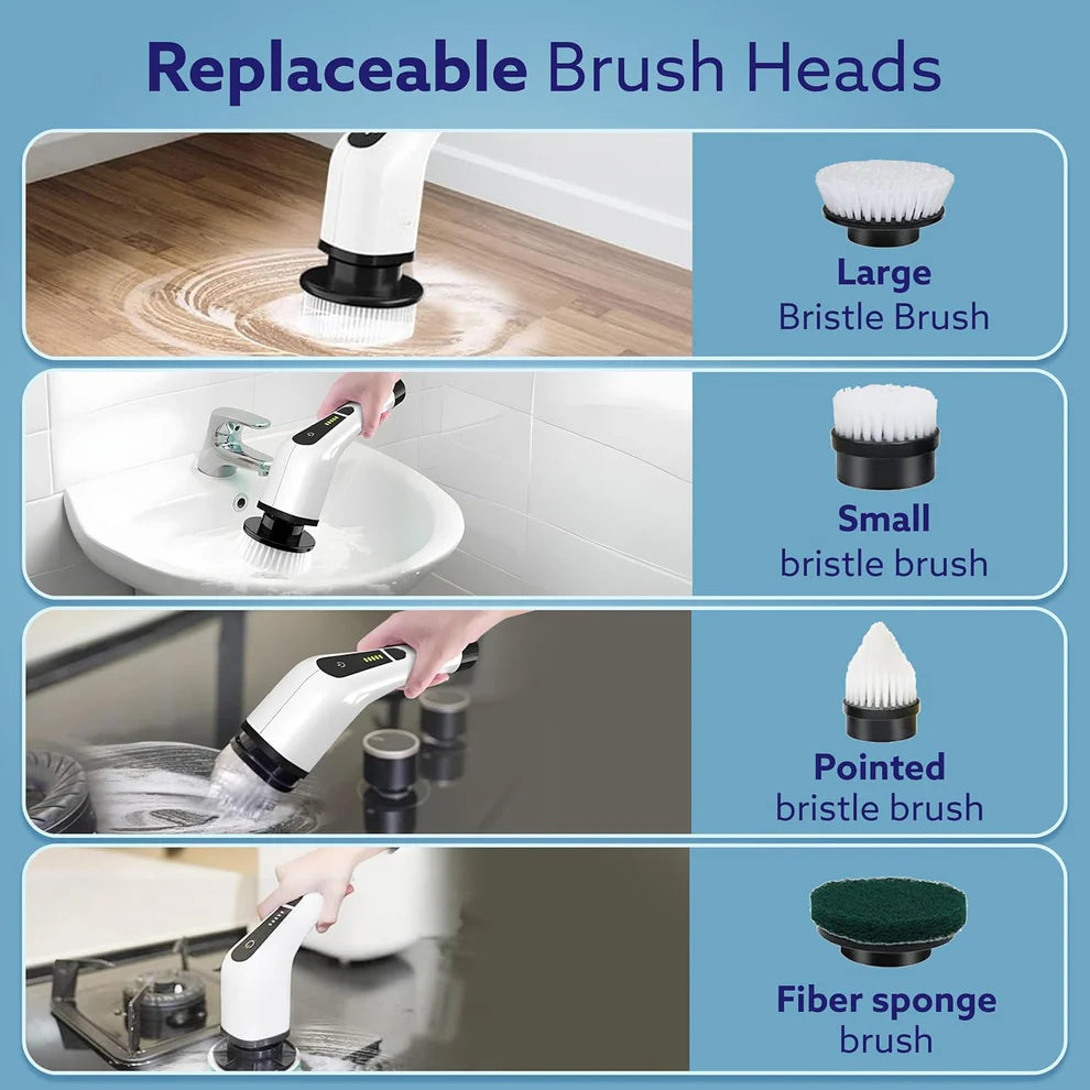 9-in-1 Cordless Electric Spin Scrubber Brush Heads | Clean!