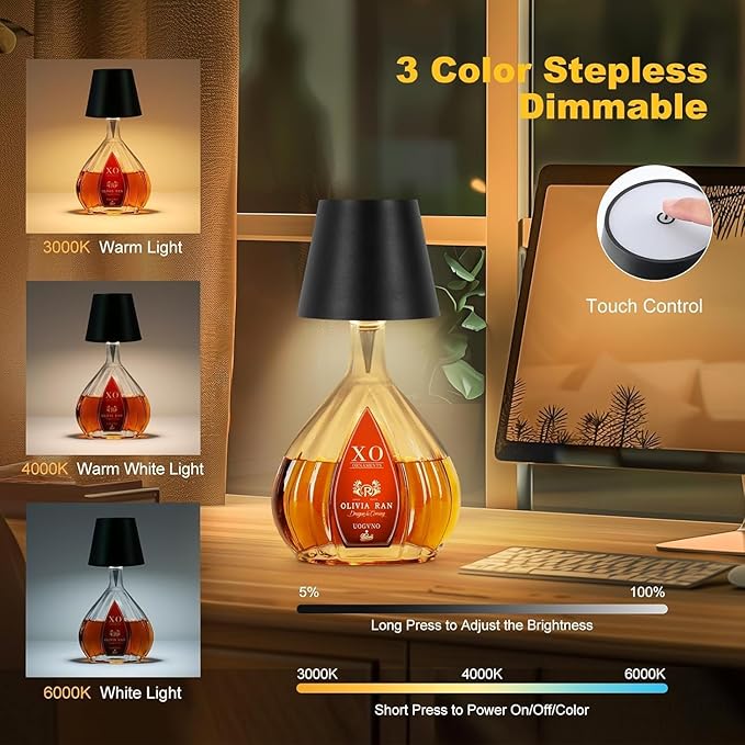 Amber Aura Bottle Lamp | Rechargable